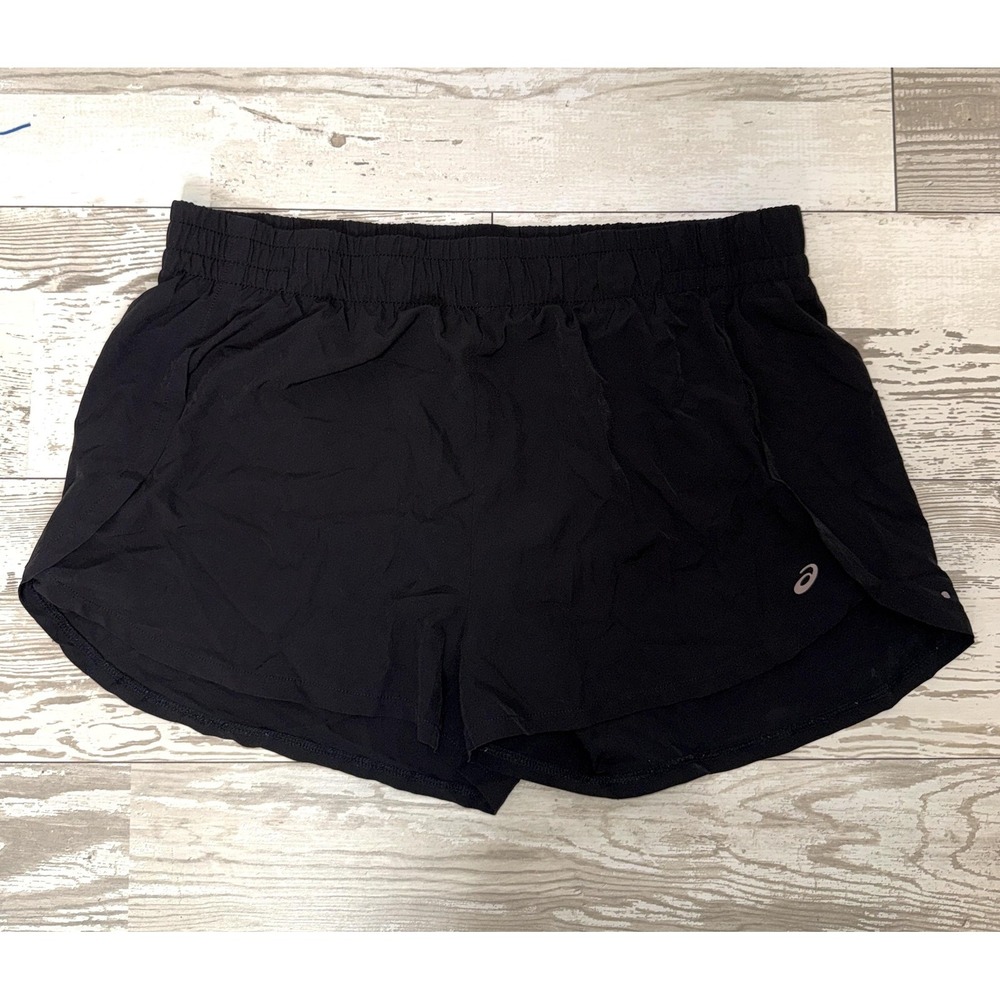 ASICS Shorts Womens XL Black Running 3 Inseam Lightweight Reflective Athletic